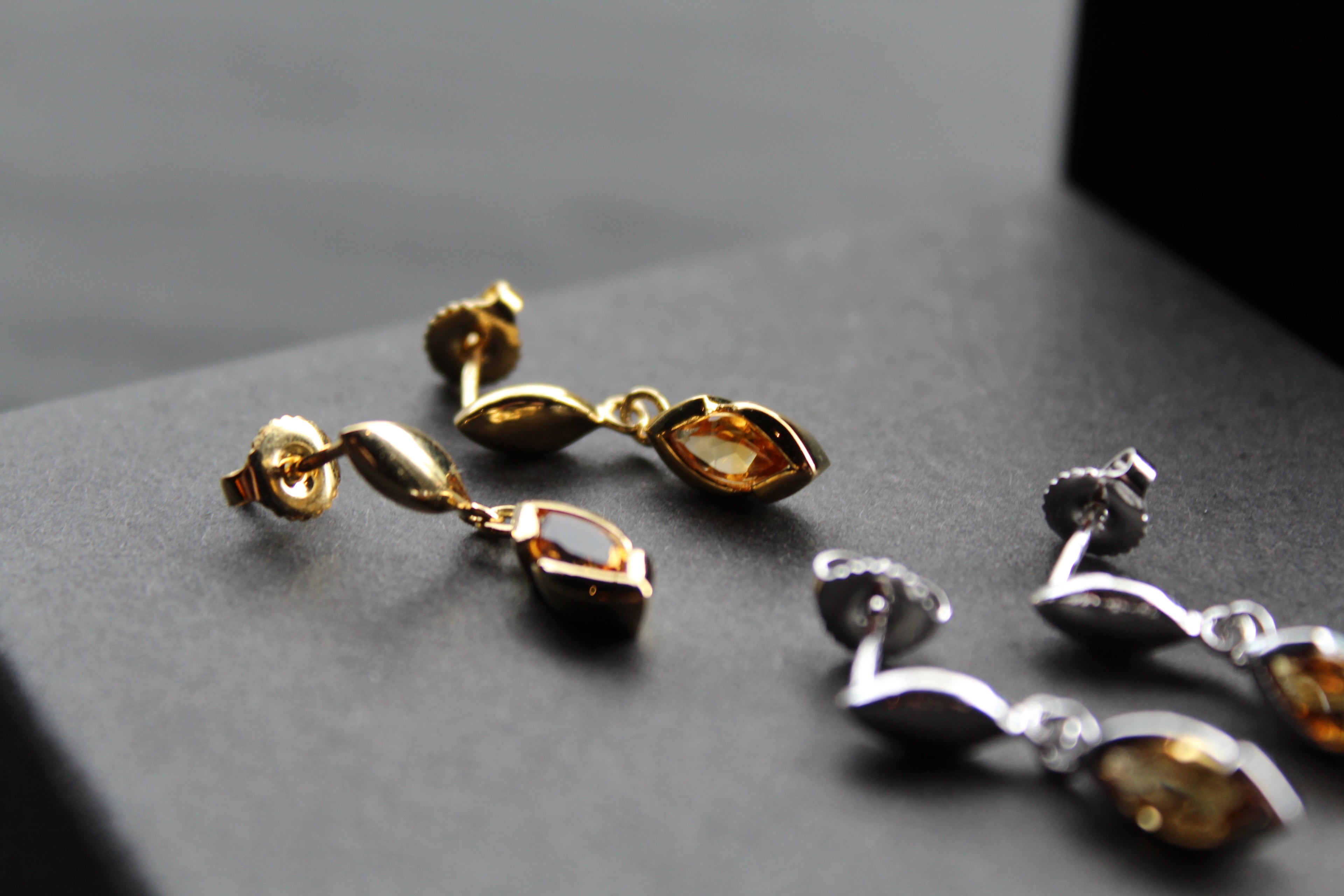 Dainty Double Drop Earrings with Golden Citrine