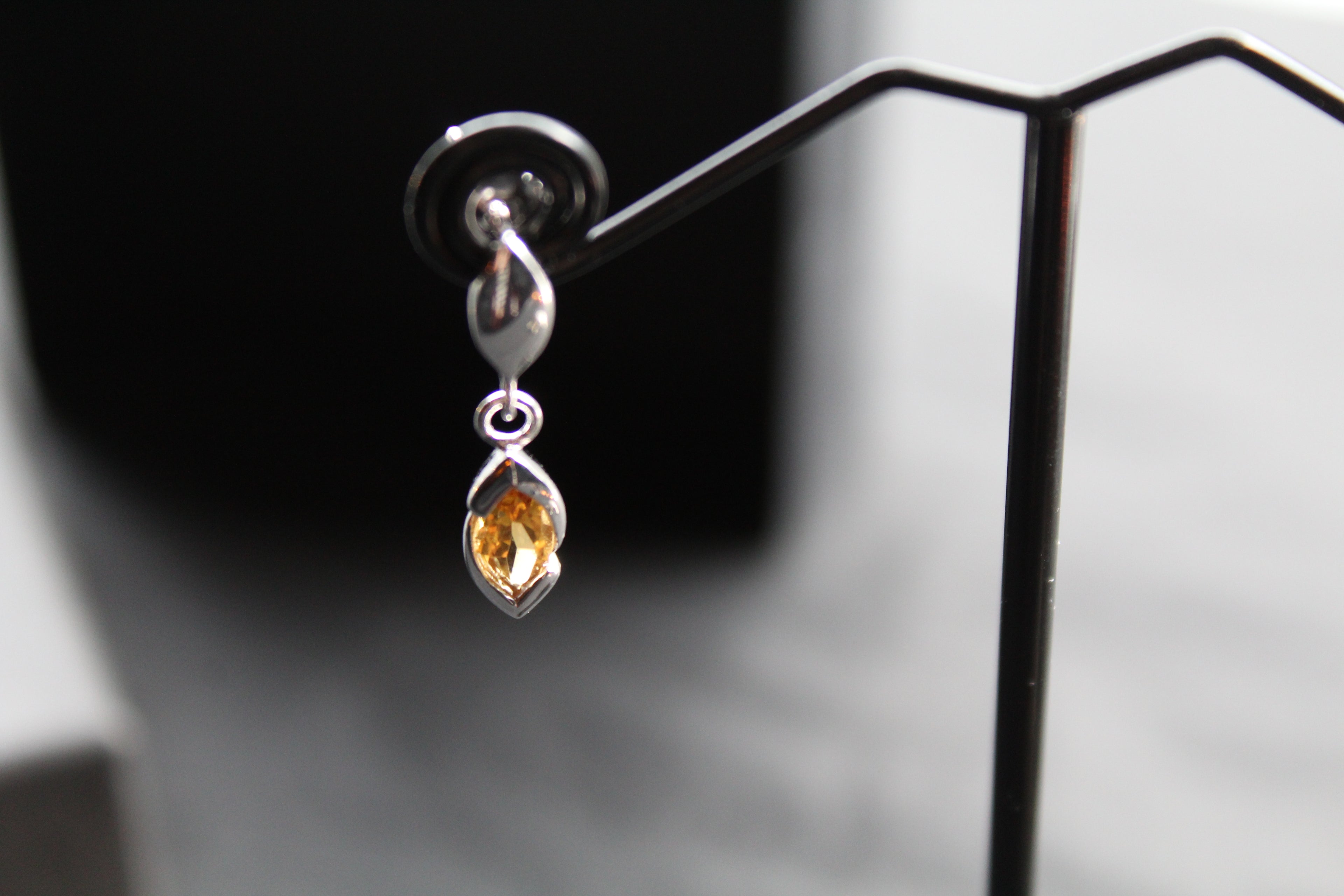 Dainty Double Drop Earrings with Golden Citrine