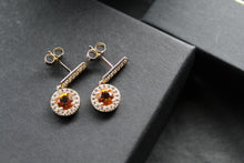 Load image into Gallery viewer, Dainty Gold Plated Citrine &amp; White Topaz Drop Earrings
