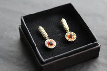 Load image into Gallery viewer, Dainty Gold Plated Citrine &amp; White Topaz Drop Earrings
