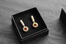Load image into Gallery viewer, Dainty Gold Plated Citrine &amp; White Topaz Drop Earrings
