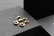 Load image into Gallery viewer, Dainty Gold Plated Citrine &amp; White Topaz Drop Earrings
