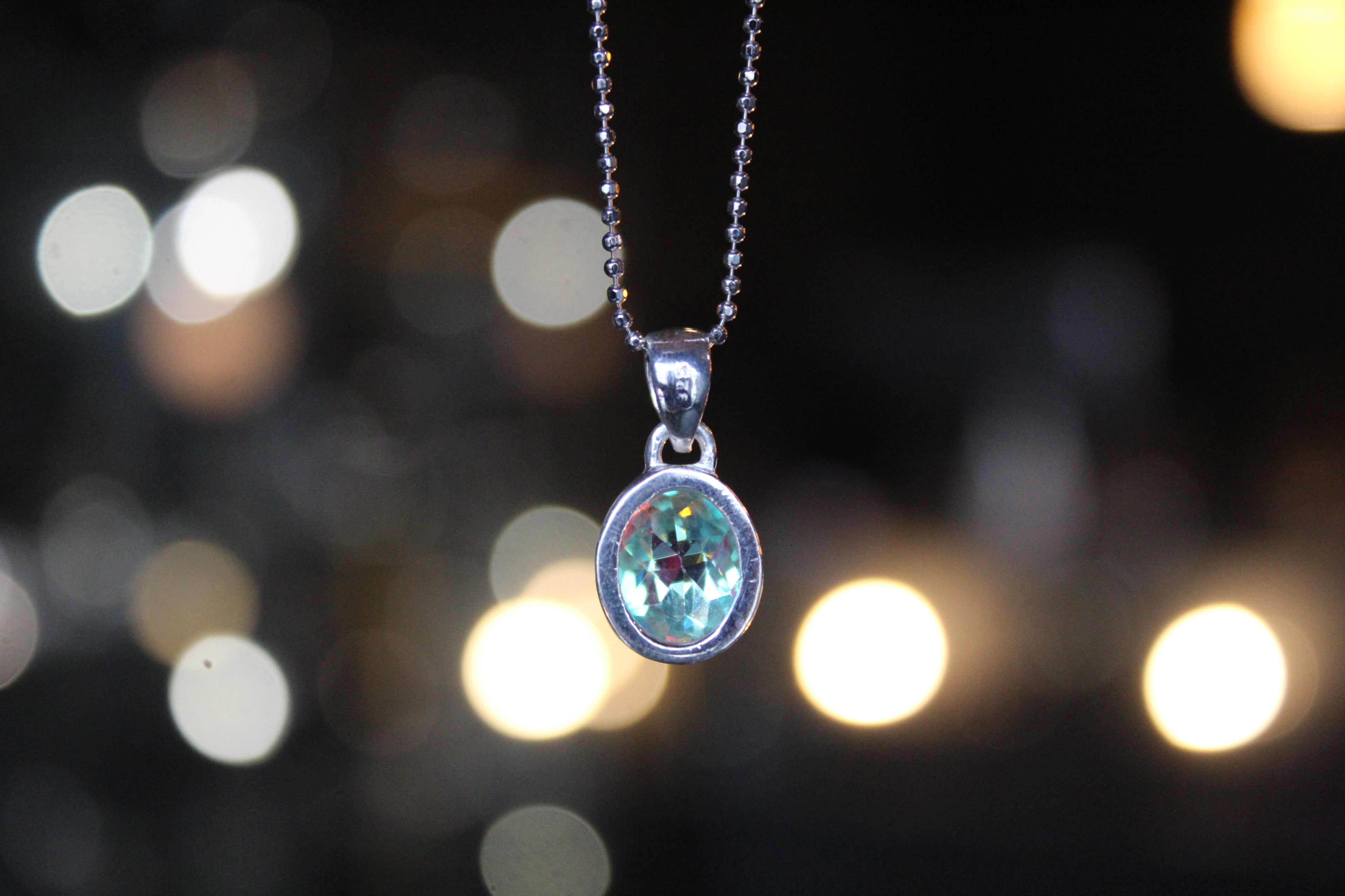 Dainty Oval Mystic Mercury Mist Topaz Pendant