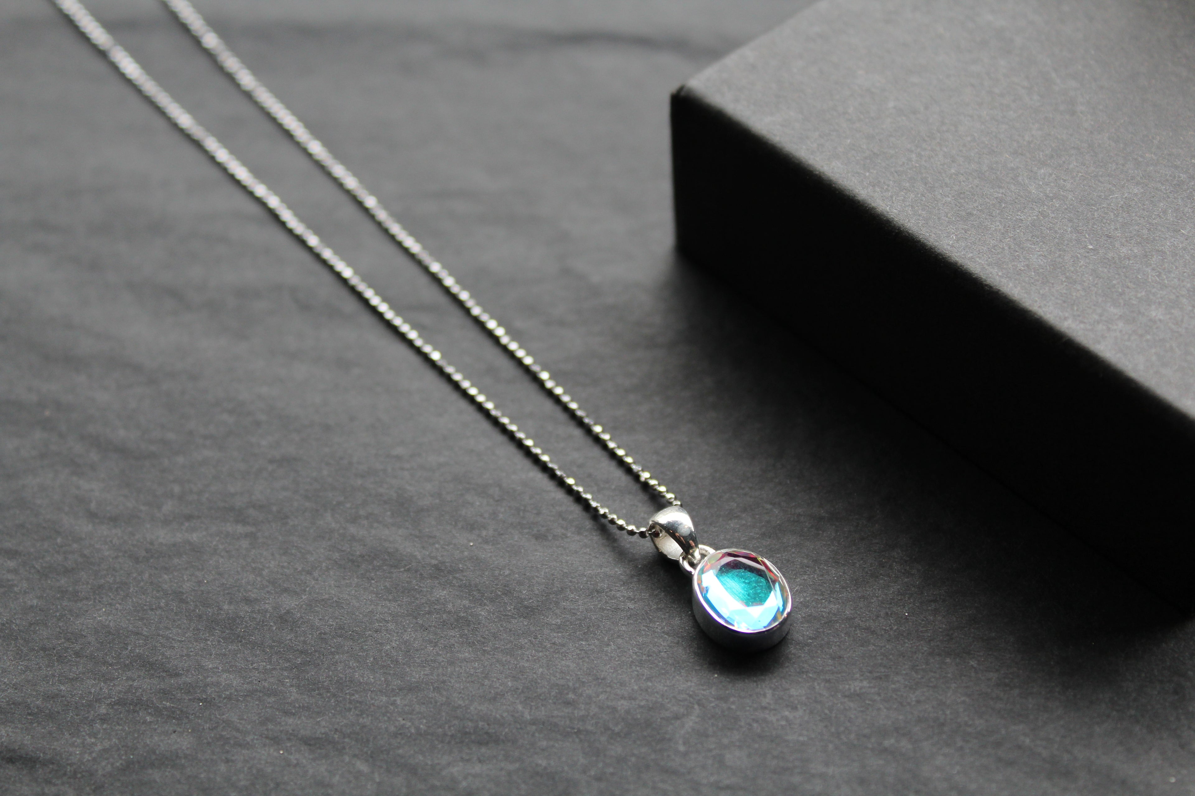 Dainty Oval Mystic Mercury Mist Topaz Pendant