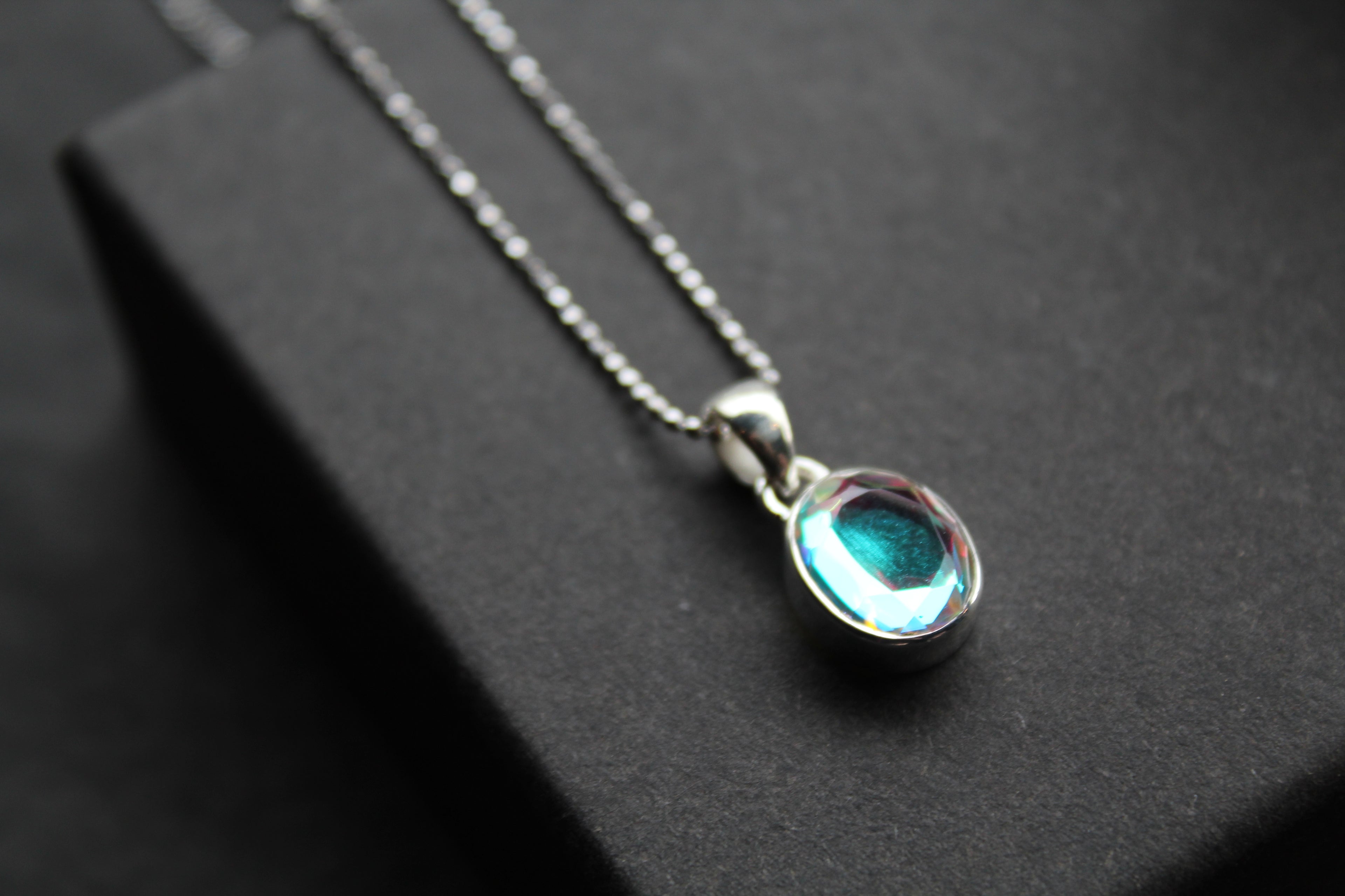 Dainty Oval Mystic Mercury Mist Topaz Pendant