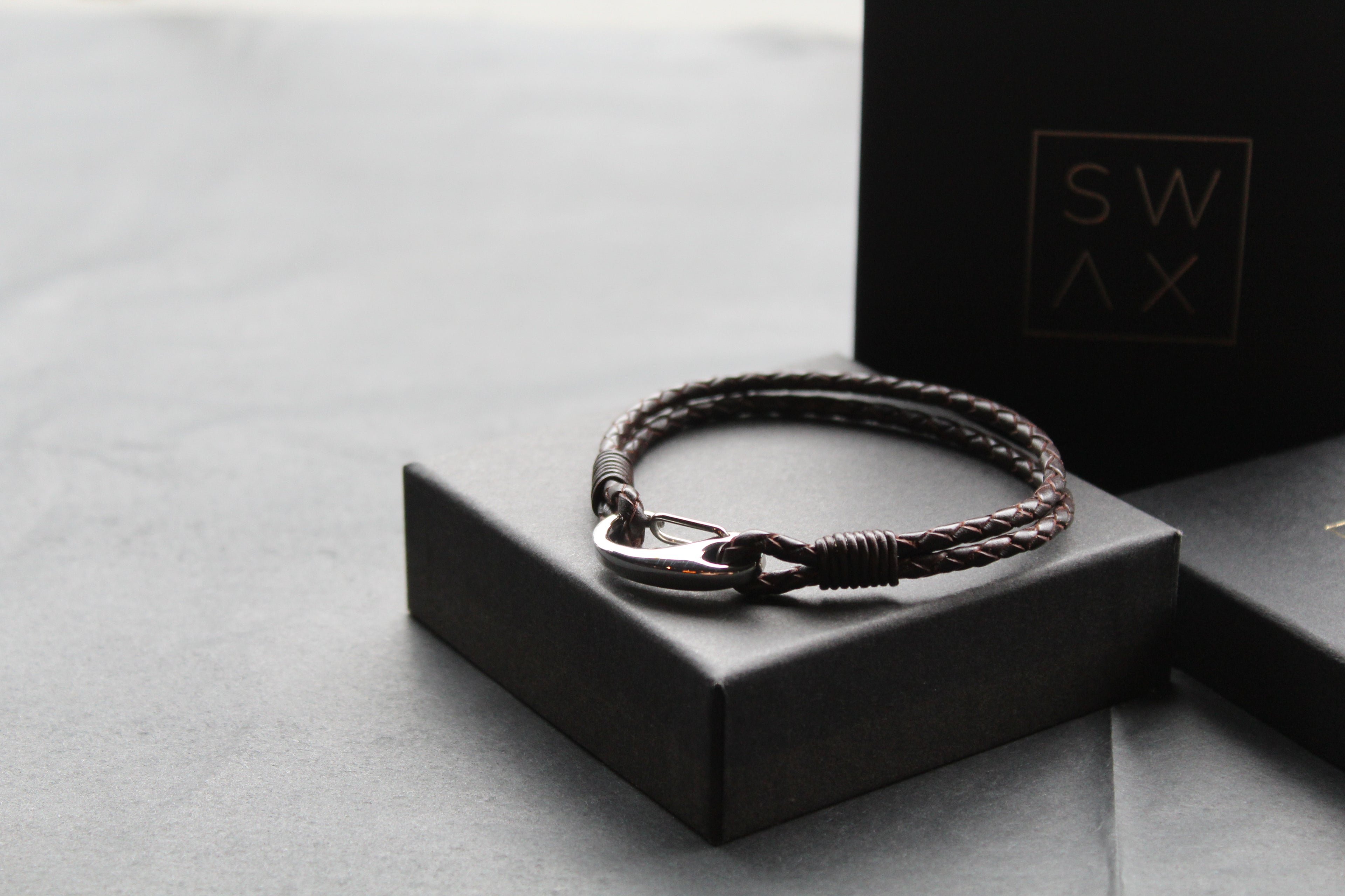 Dark Brown Double Leather Bracelet with Shrimp Clasp