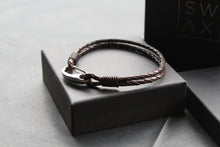 Load image into Gallery viewer, Dark Brown Double Leather Bracelet with Shrimp Clasp
