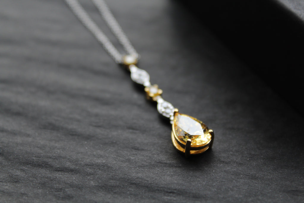 Decadent Canary Yellow Silver & Gold Necklace
