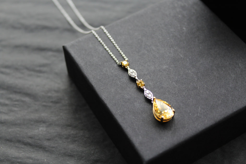 Decadent Canary Yellow Silver & Gold Necklace