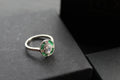 Deco Style Emerald Green Oval Ring