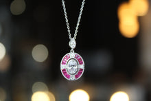 Load image into Gallery viewer, Deco Style Ruby Red Oval Necklace
