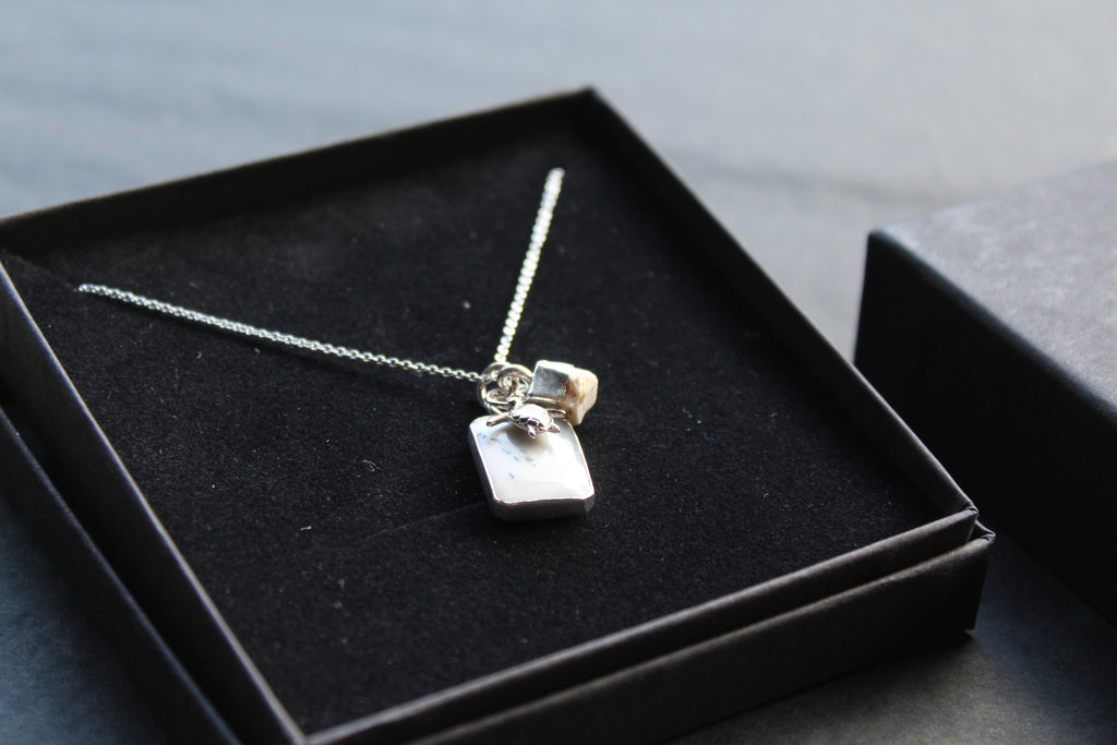 Dendritic Agate, White Howlite & Charm Necklace