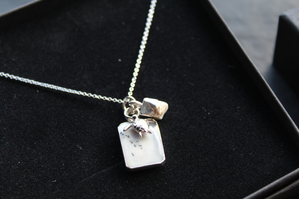 Dendritic Agate, White Howlite & Charm Necklace