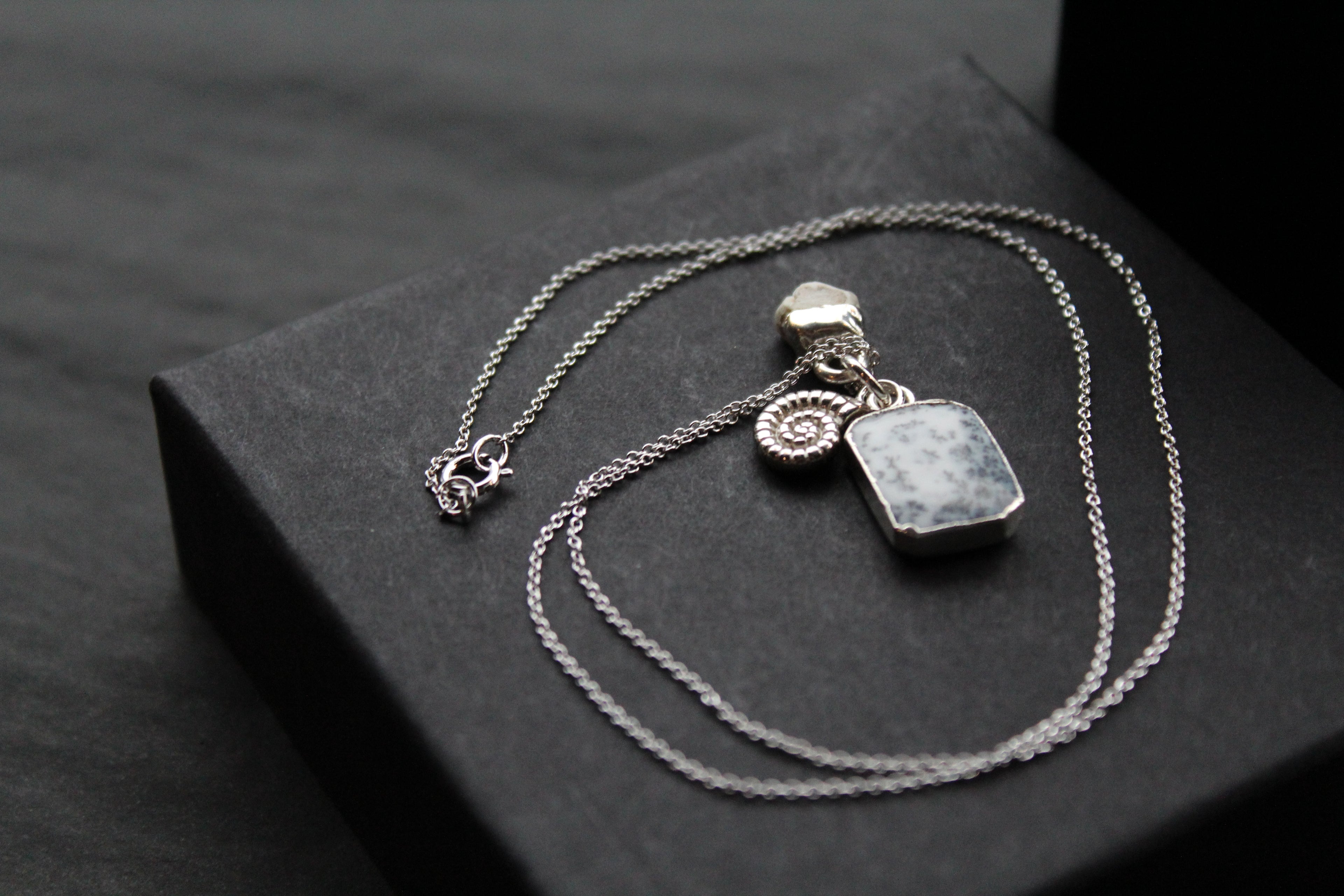 Dendritic Agate, White Howlite & Charm Necklace