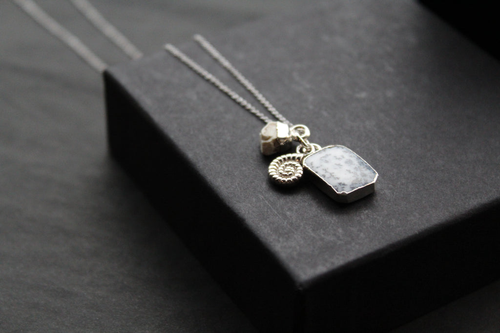 Dendritic Agate, White Howlite & Charm Necklace