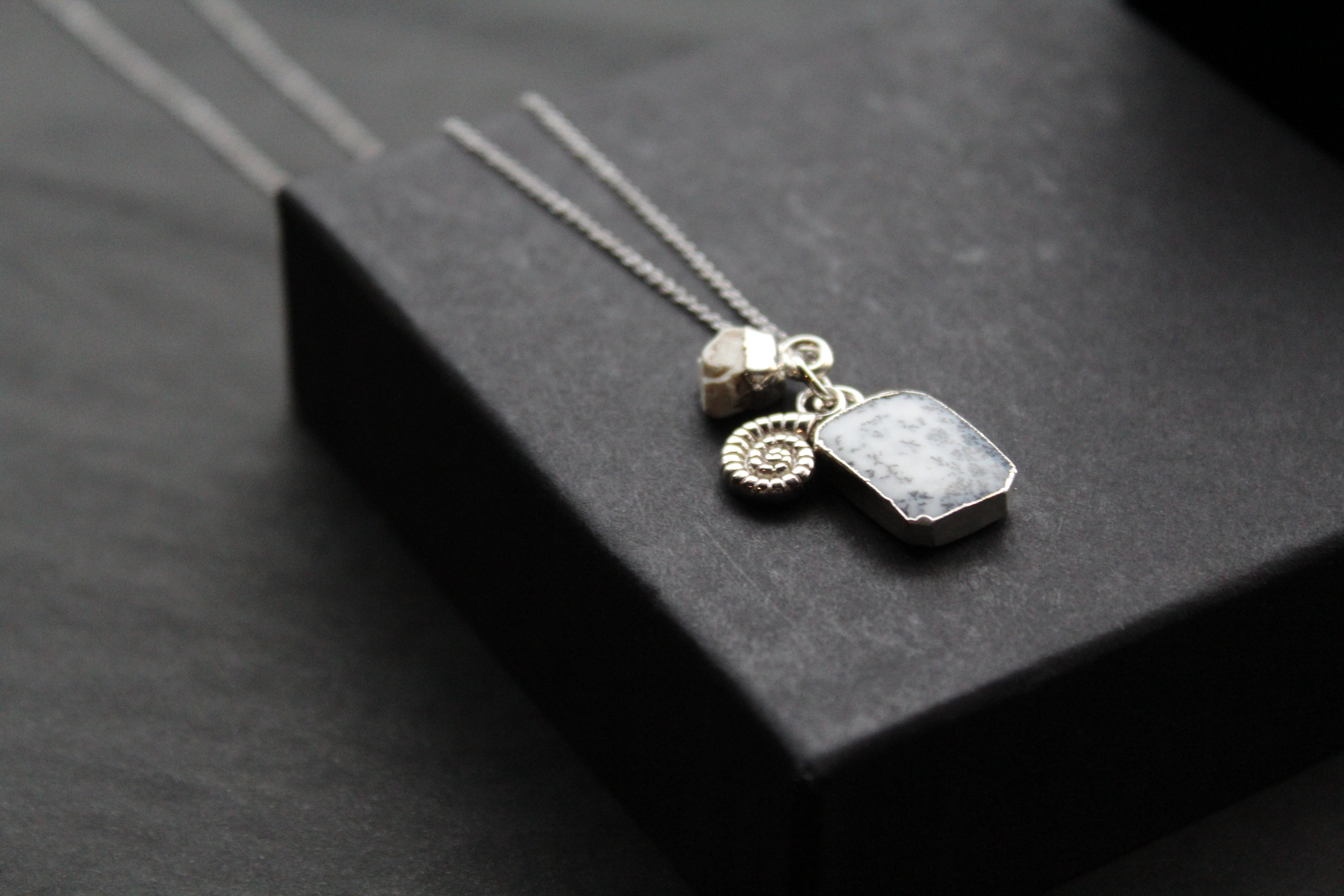 Dendritic Agate, White Howlite & Charm Necklace