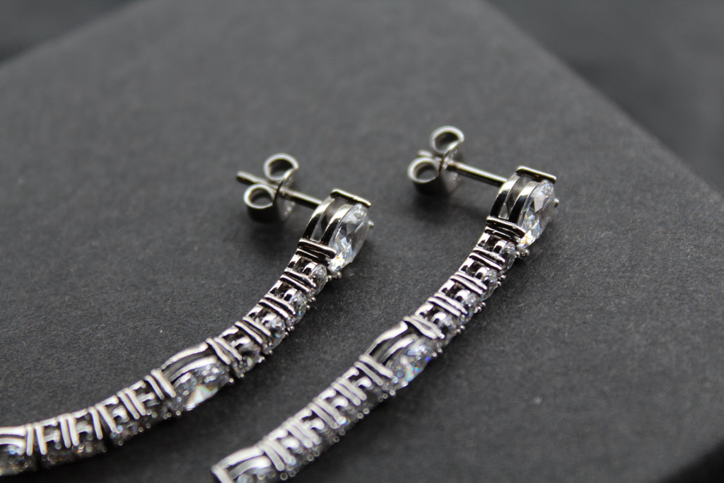 Diamonfire Oval and Round Zirconia Drop Earrings