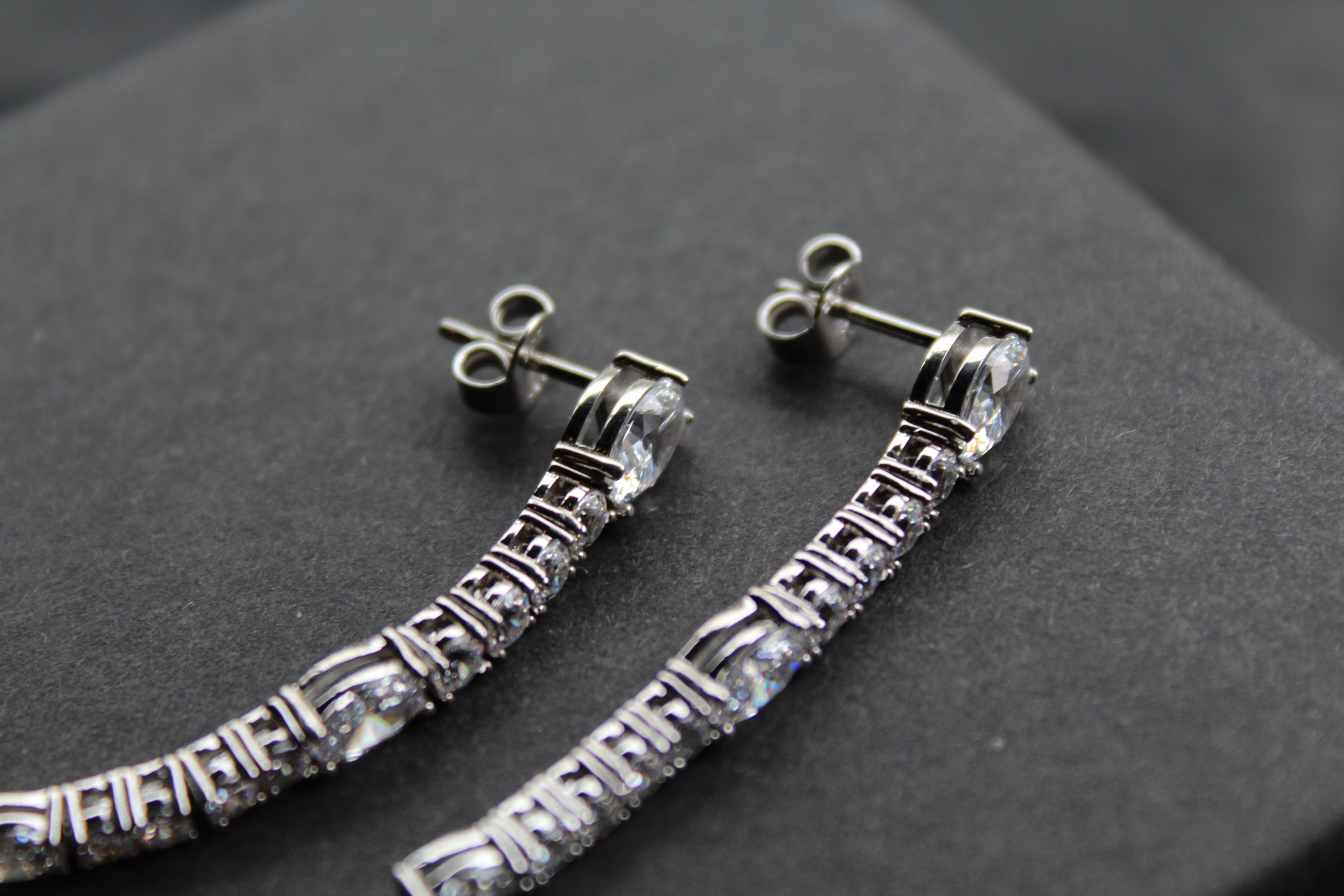 Diamonfire Oval and Round Zirconia Drop Earrings