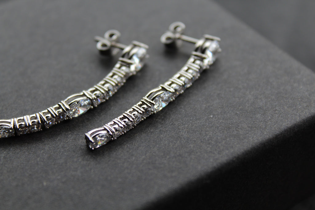 Diamonfire Oval and Round Zirconia Drop Earrings