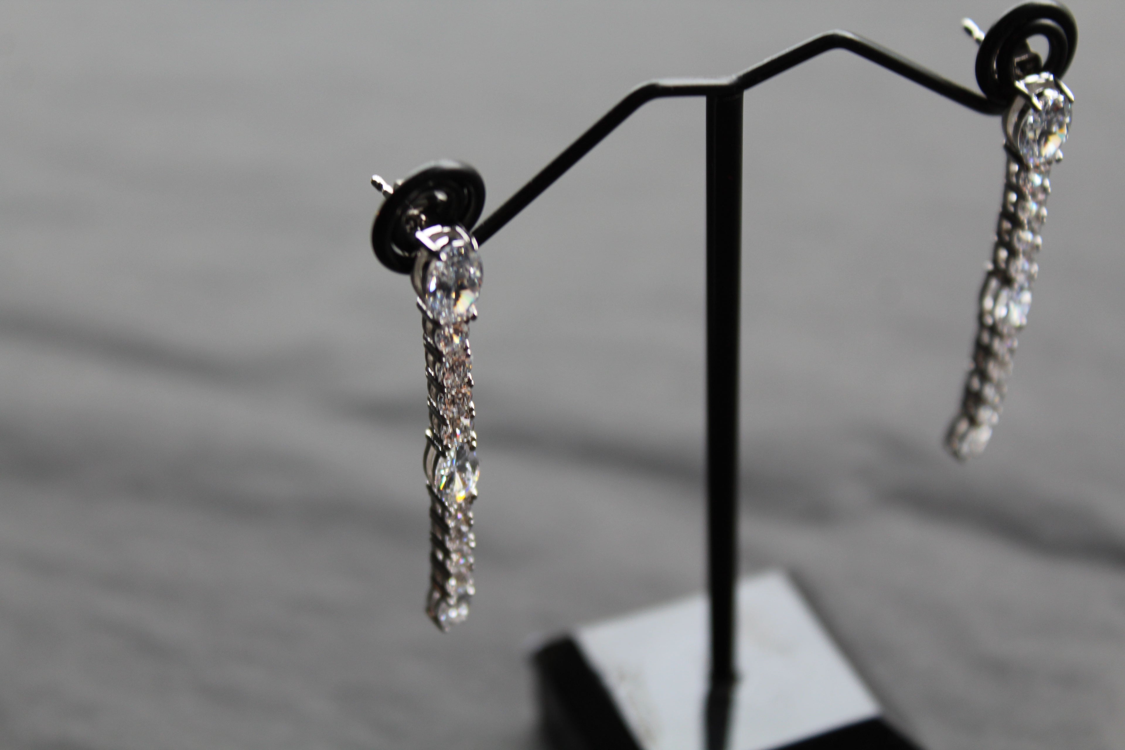 Diamonfire Oval and Round Zirconia Drop Earrings