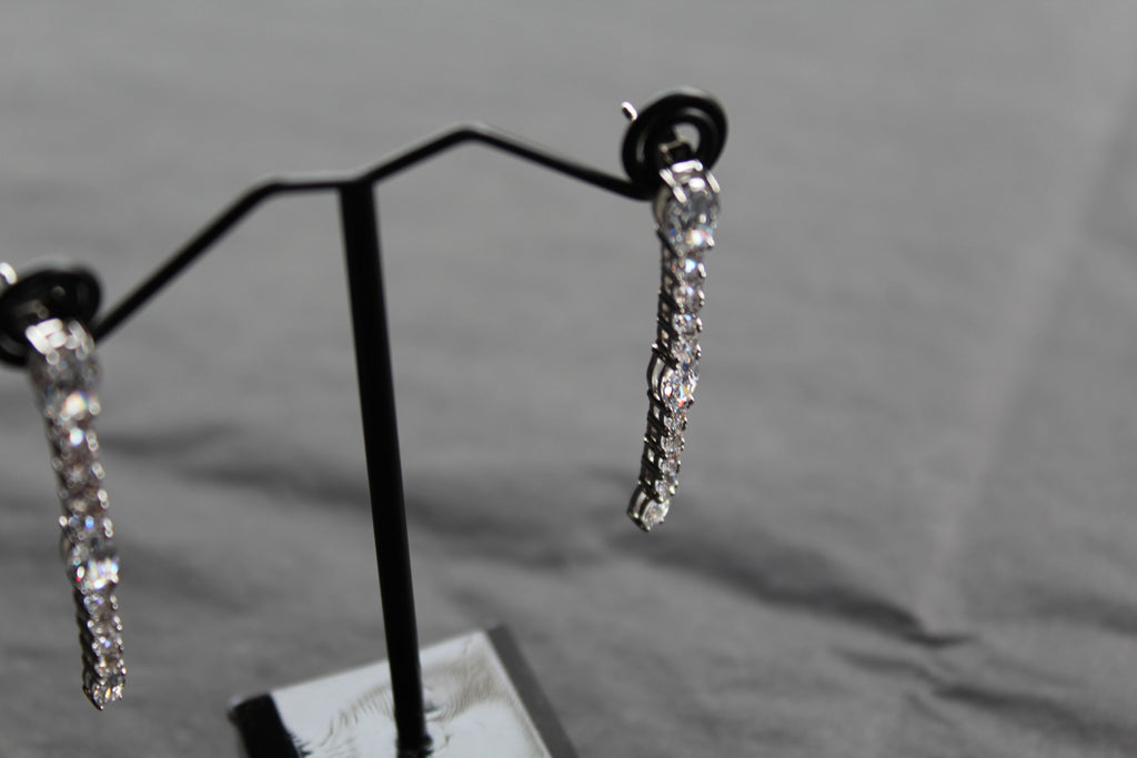 Diamonfire Oval and Round Zirconia Drop Earrings