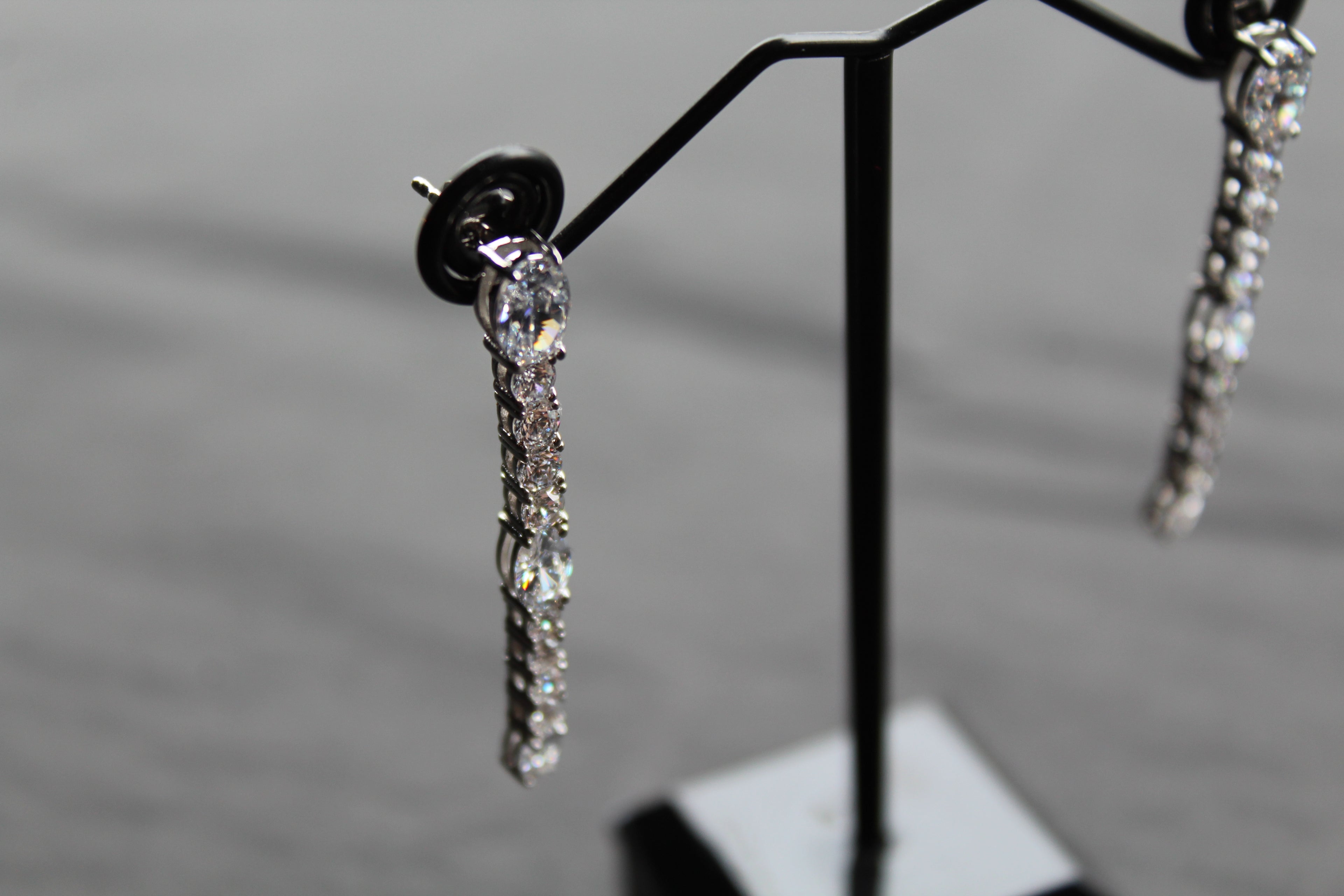 Diamonfire Oval and Round Zirconia Drop Earrings