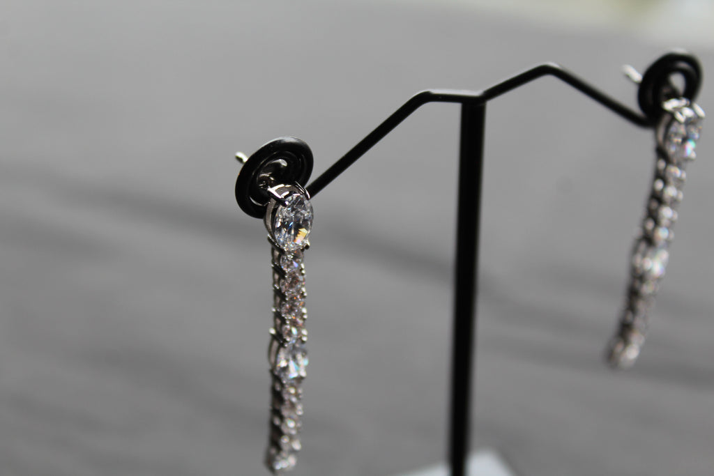 Diamonfire Oval and Round Zirconia Drop Earrings