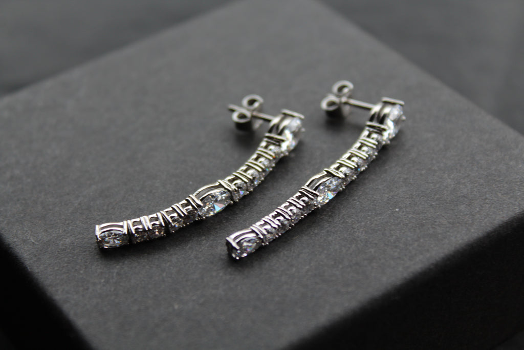 Diamonfire Oval and Round Zirconia Drop Earrings