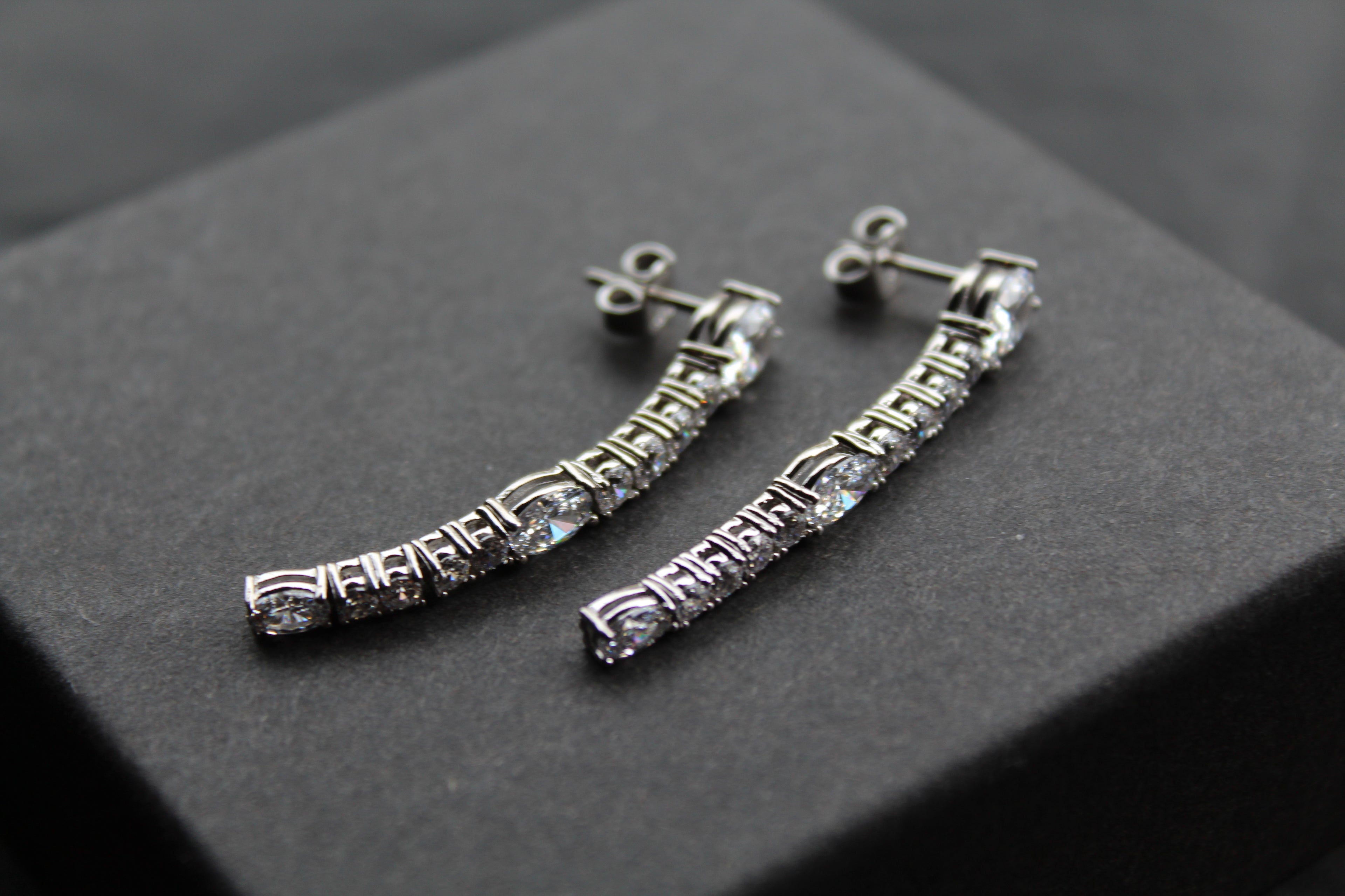 Diamonfire Oval and Round Zirconia Drop Earrings