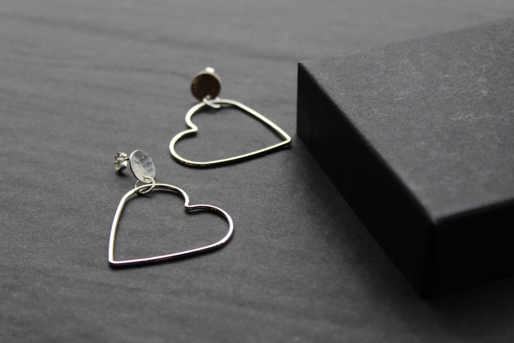 Disc Hoop Stud with Heart