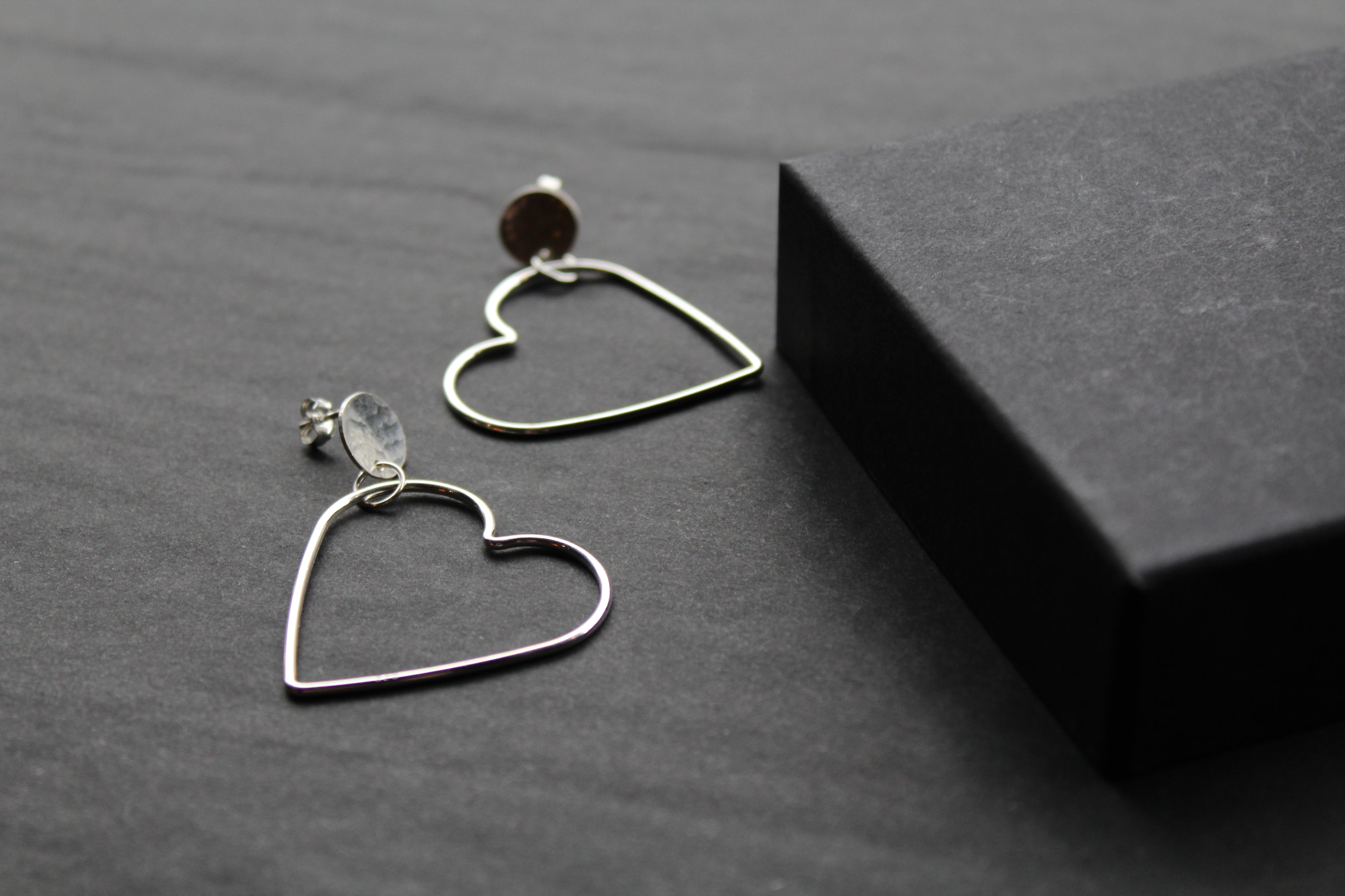 Disc Hoop Stud with Heart
