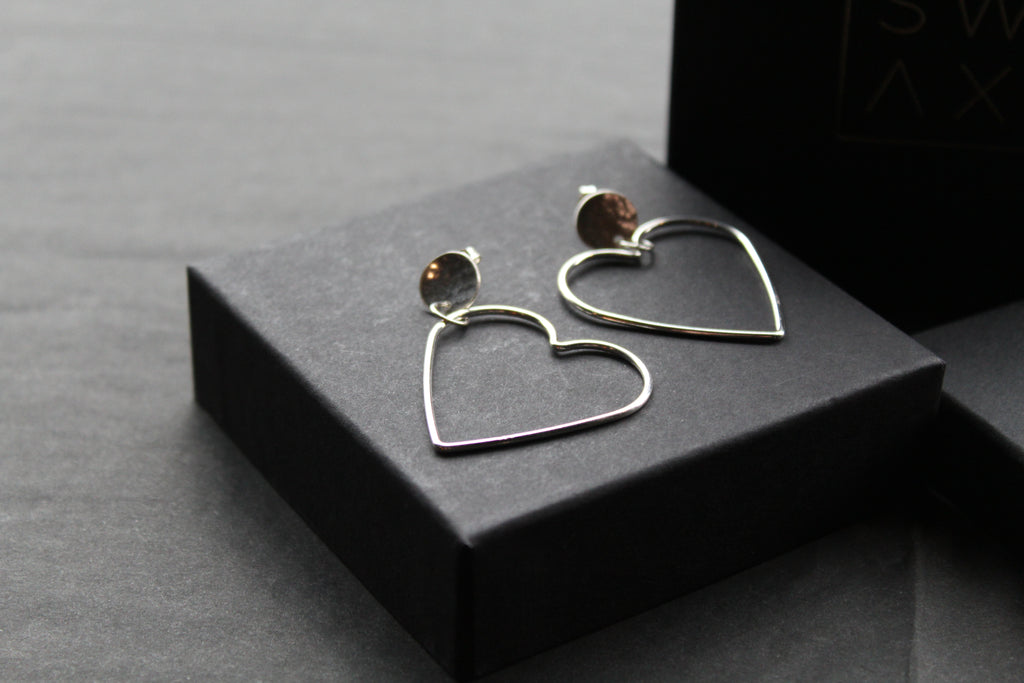 Disc Hoop Stud with Heart