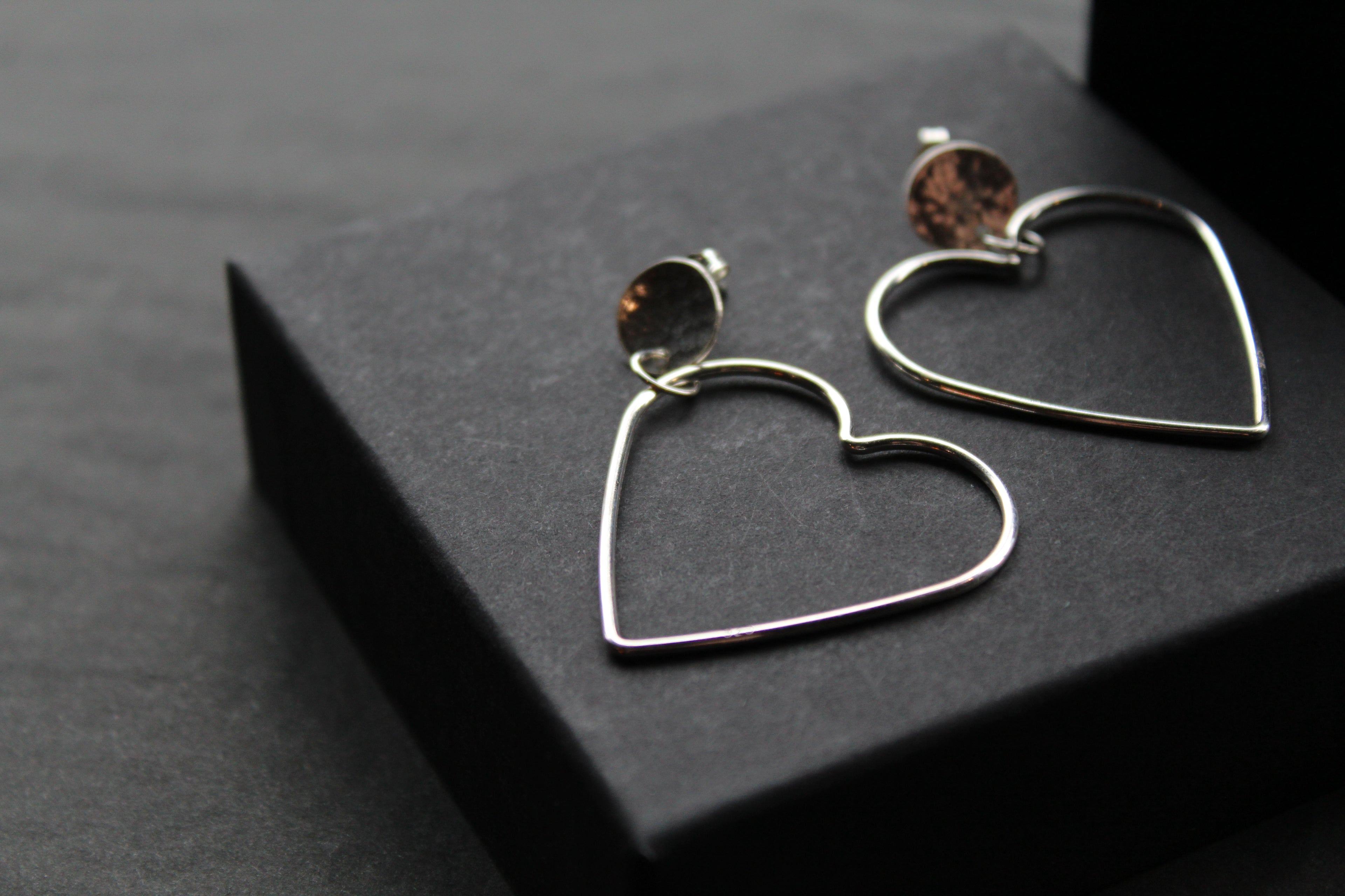 Disc Hoop Stud with Heart