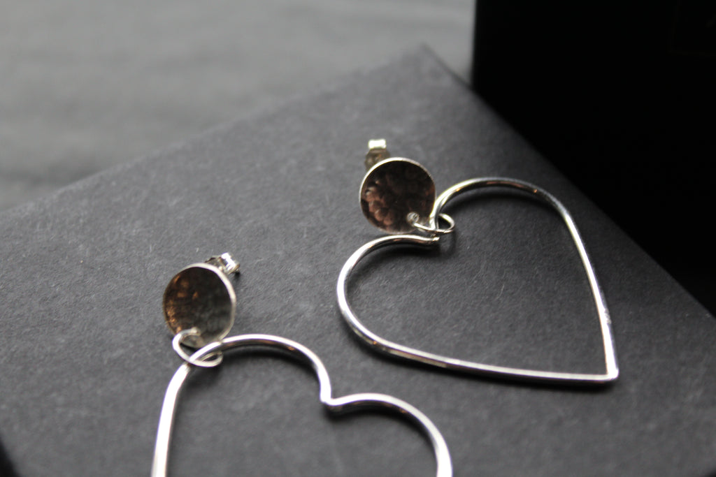 Disc Hoop Stud with Heart