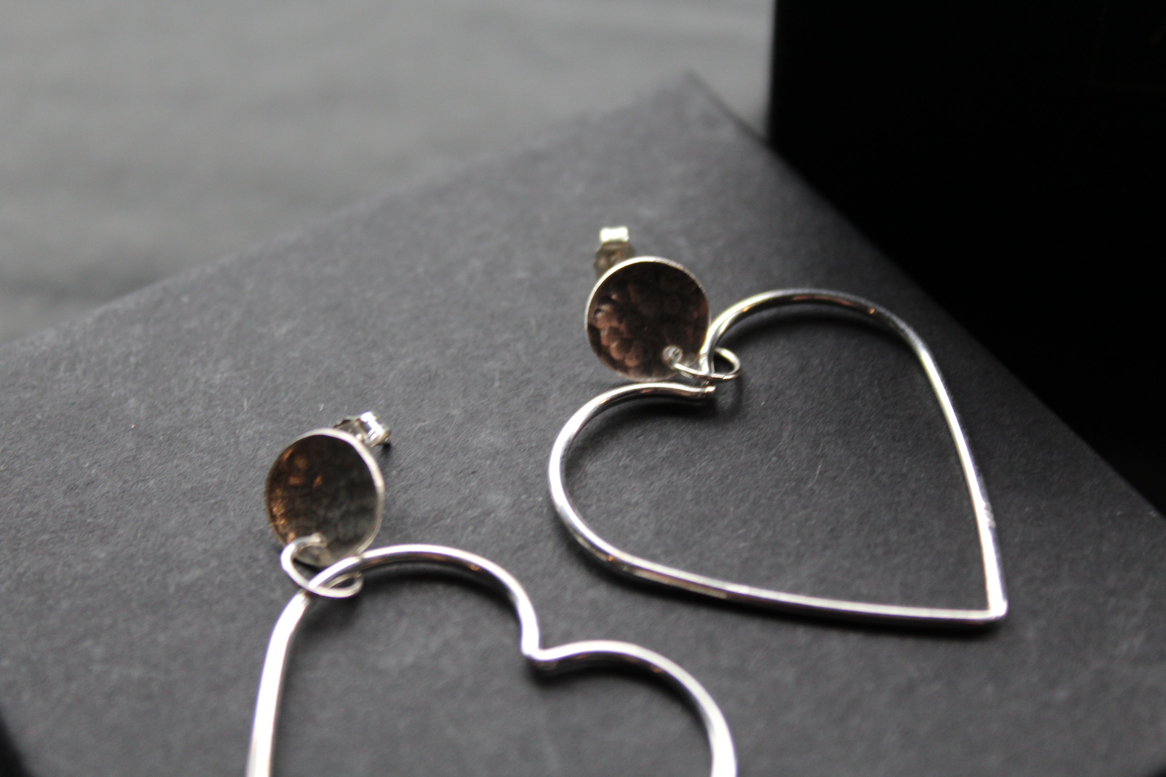 Disc Hoop Stud with Heart