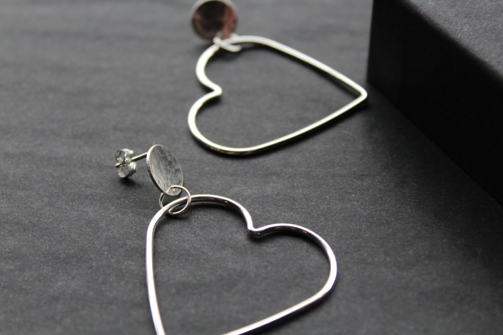 Disc Hoop Stud with Heart