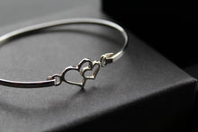 Load image into Gallery viewer, Double Hearts Silver Bangle
