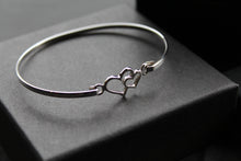 Load image into Gallery viewer, Double Hearts Silver Bangle
