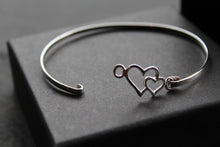 Load image into Gallery viewer, Double Hearts Silver Bangle
