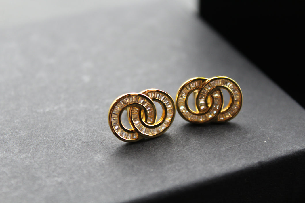 Double Links Gold Vermeil Earrings