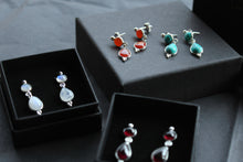 Load image into Gallery viewer, Double Semi-Precious Stone Silver Earrings
