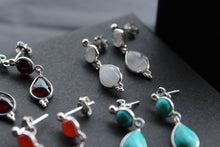 Load image into Gallery viewer, Double Semi-Precious Stone Silver Earrings
