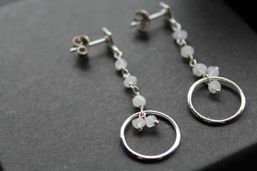 Drop Earrings with Moonstone Beads