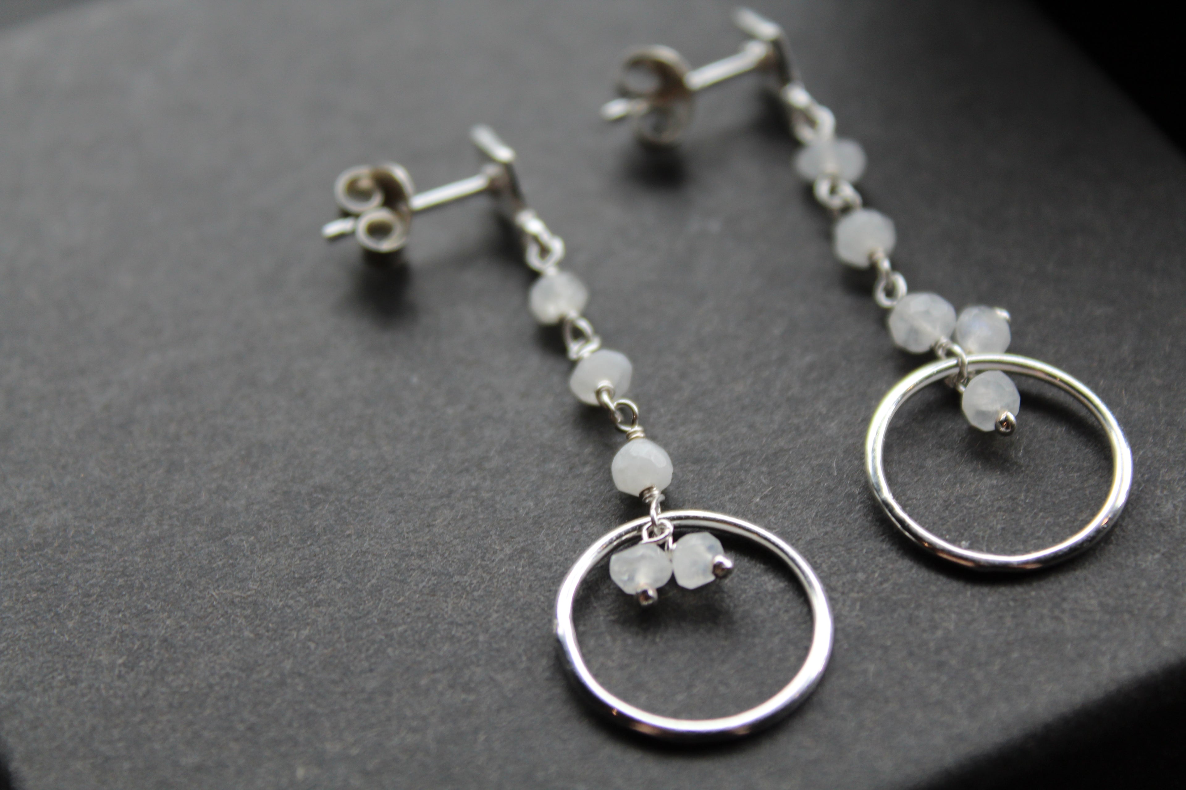 Drop Earrings with Moonstone Beads