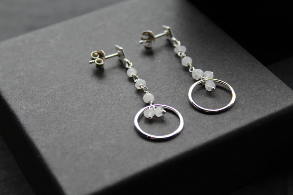 Drop Earrings with Moonstone Beads