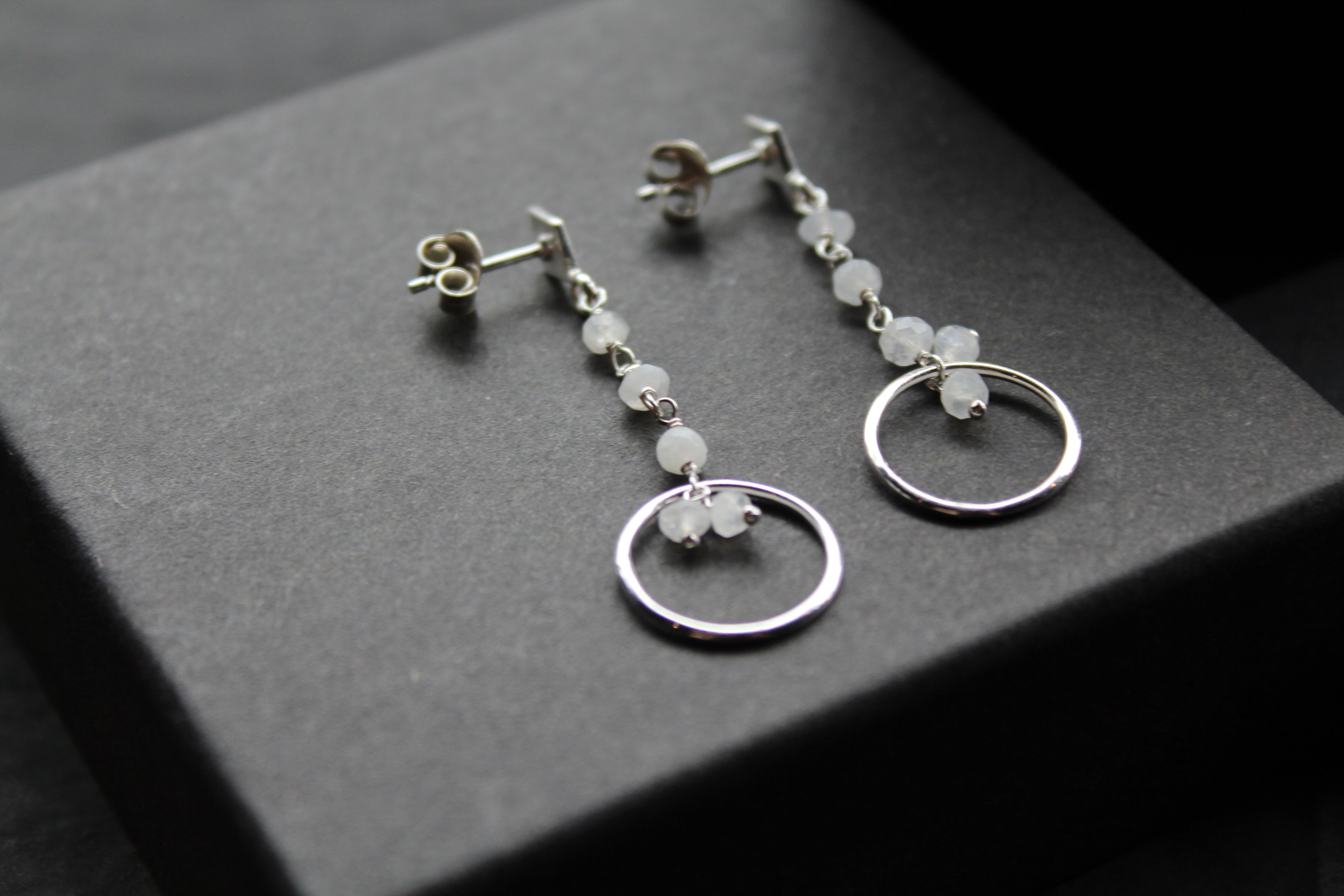 Drop Earrings with Moonstone Beads