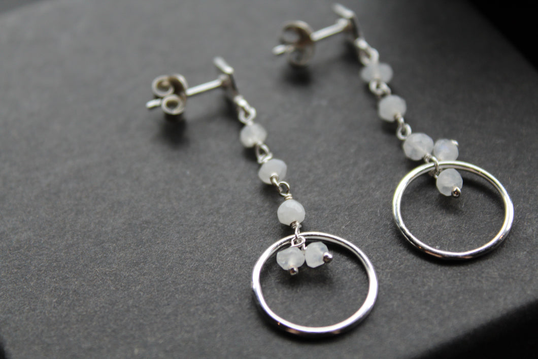 Drop Earrings with Moonstone Beads