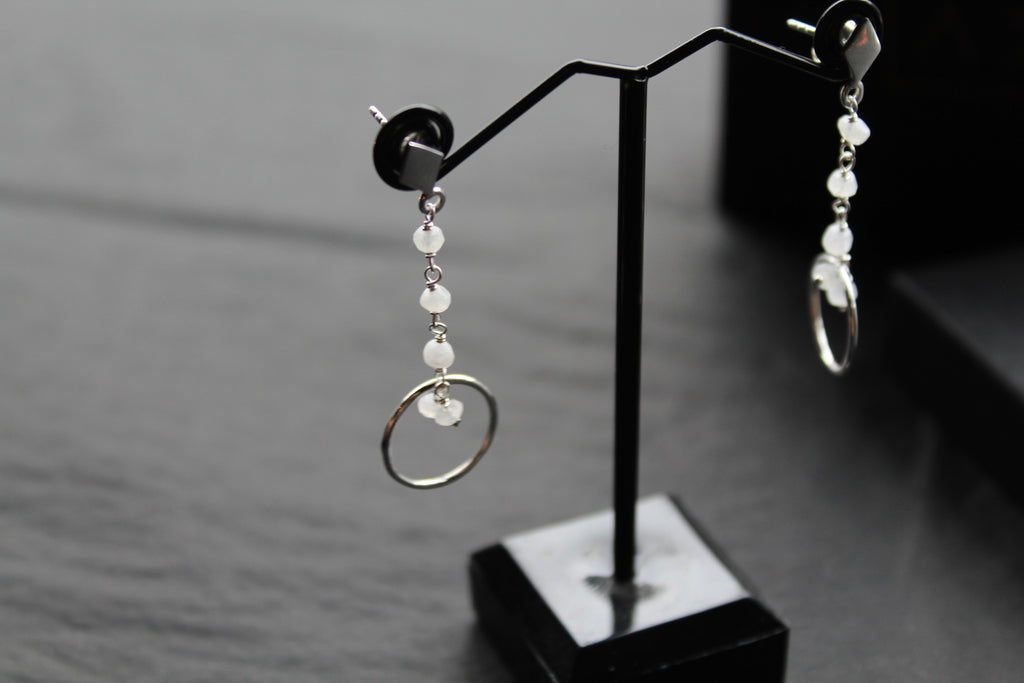 Drop Earrings with Moonstone Beads
