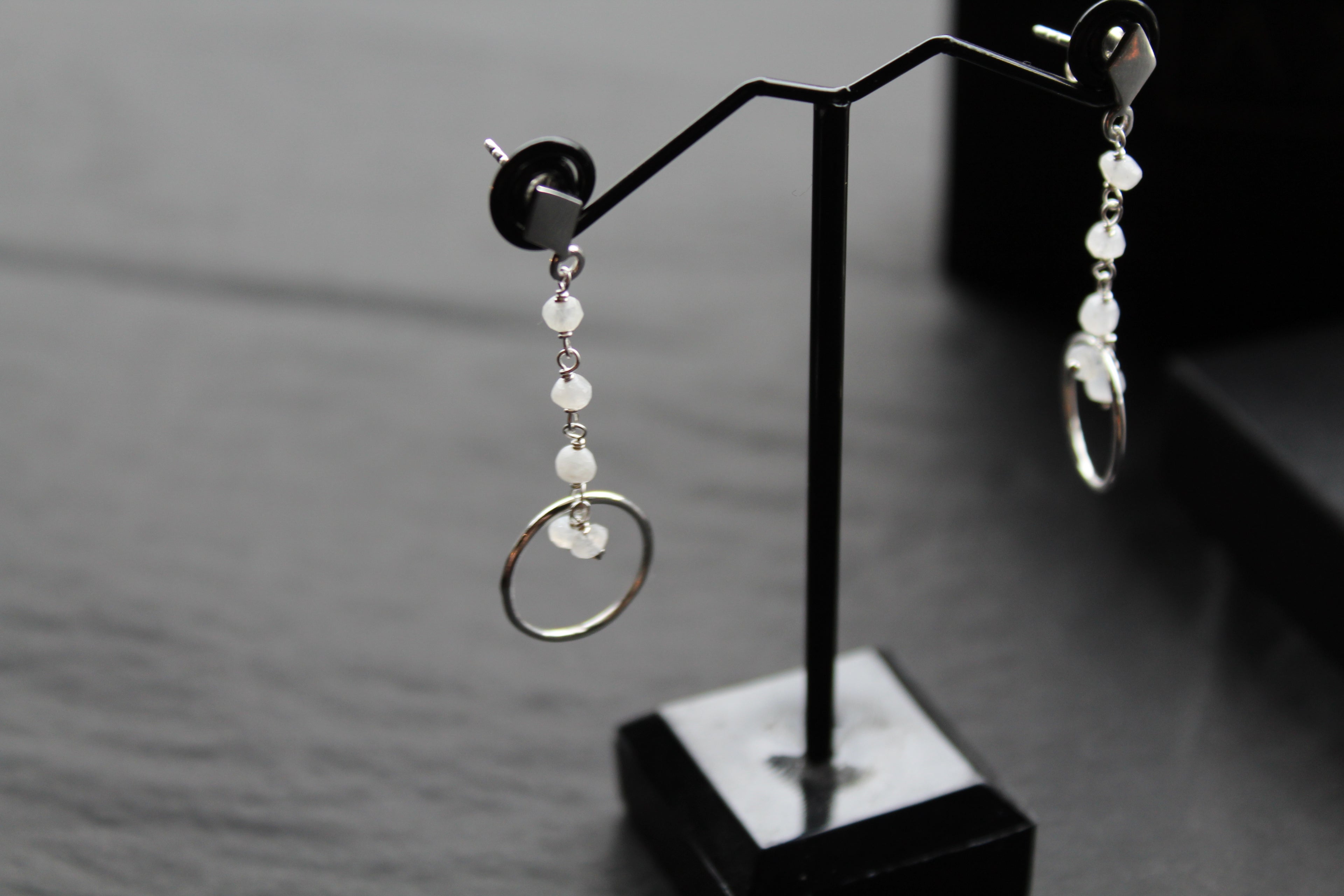 Drop Earrings with Moonstone Beads