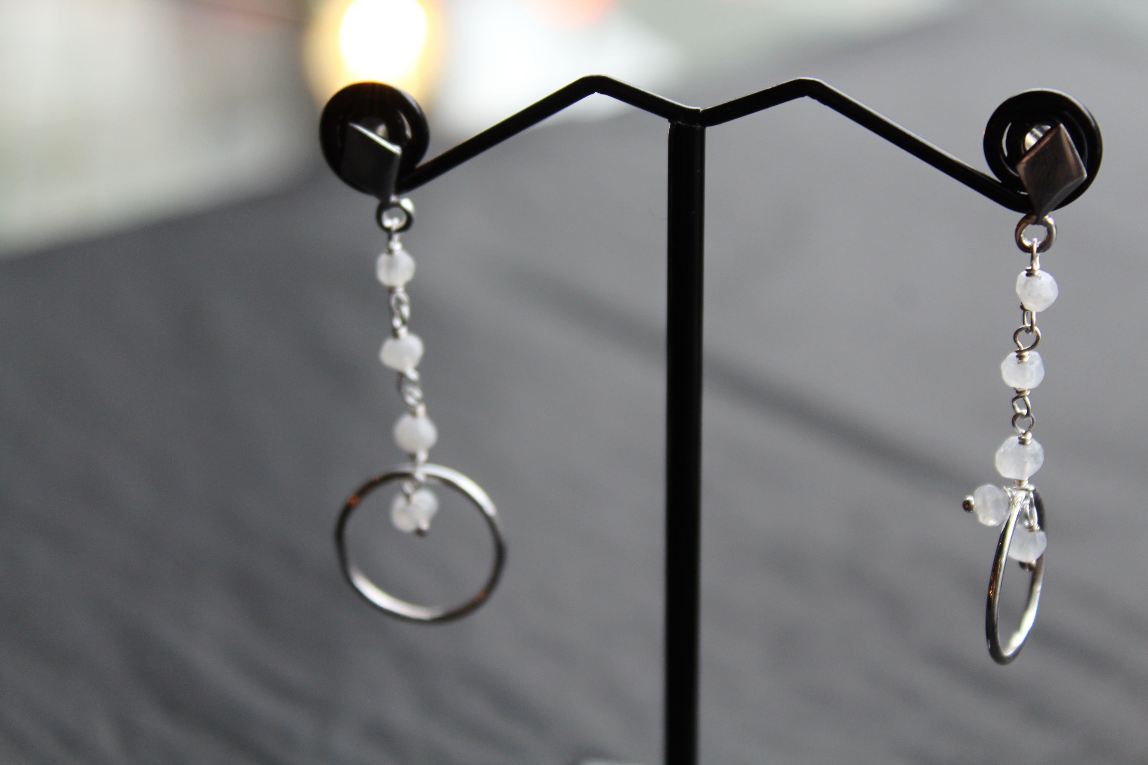 Drop Earrings with Moonstone Beads